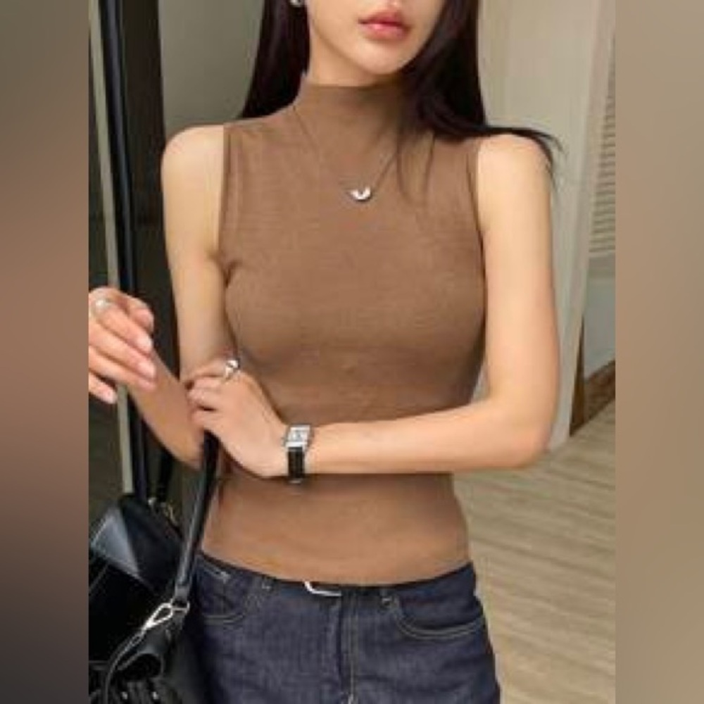 Sleeveless Brown Top